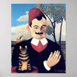 Rousseau - Porträt von Pierre Loti Mann mit Katze Poster