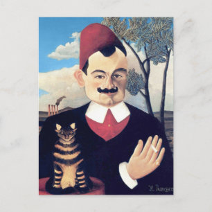 Rousseau - Porträt von Pierre Loti Mann mit Katze Postkarte