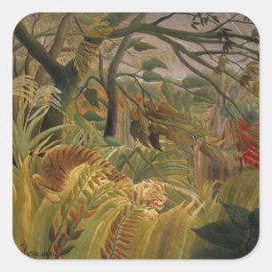Rousseau-Tiger-Aufkleber Quadratischer Aufkleber