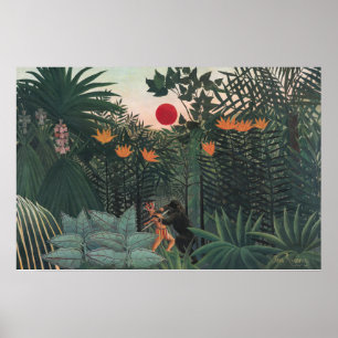 Rousseau - Tropische Landschaft, Indianer und Gori Poster