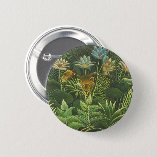 Rousseau Tropischer Jungle Löwenmalerei Button (Vorne & Hinten)