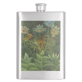 Rousseau Tropischer Jungle Löwenmalerei Flachmann (Vorderseite)