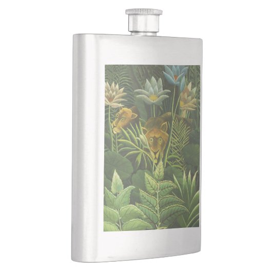 Rousseau Tropischer Jungle Löwenmalerei Flachmann (Rechts)