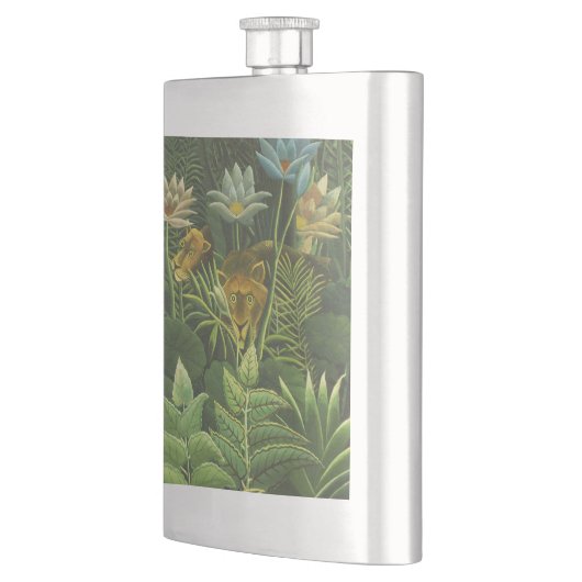 Rousseau Tropischer Jungle Löwenmalerei Flachmann (Links)