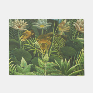 Rousseau Tropischer Jungle Löwenmalerei Fußmatte