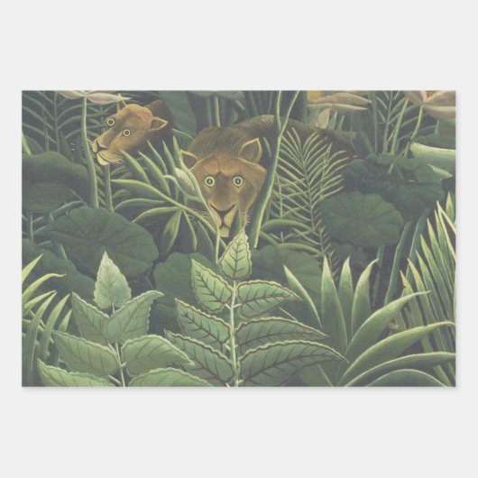 Rousseau Tropischer Jungle Löwenmalerei Geschenkpapier Set (Vorderseite 3)