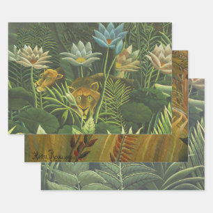 Rousseau Tropischer Jungle Löwenmalerei Geschenkpapier Set