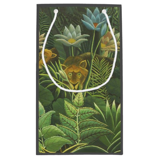 Rousseau Tropischer Jungle Löwenmalerei Kleine Geschenktüte (Rückseite)