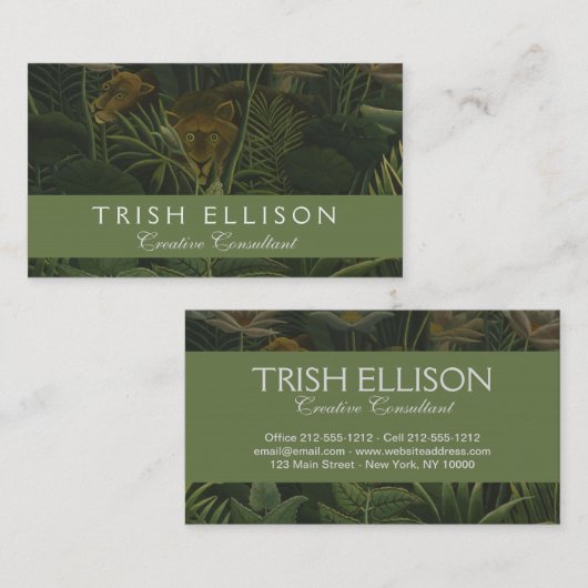 Rousseau Tropischer Jungle Löwenmalerei Visitenkarte (Vorne/Hinten)