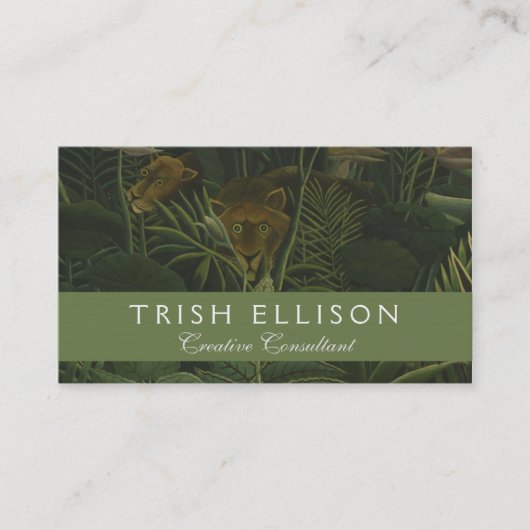 Rousseau Tropischer Jungle Löwenmalerei Visitenkarte (Vorderseite)