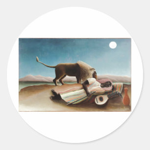 Rousseaus "Die schlafende Zigeunerin" (1897) Runder Aufkleber