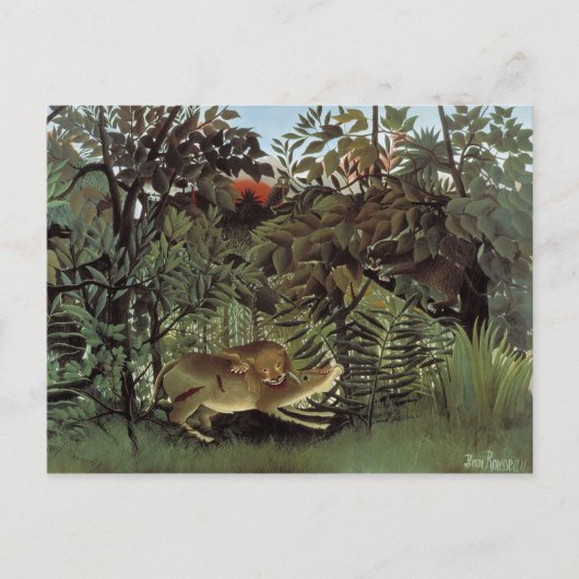 Rousseau's Hungry Lion Postkarte (Vorderseite)