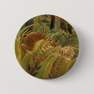 Roussequ Jungle Tropical Tiger Art Button