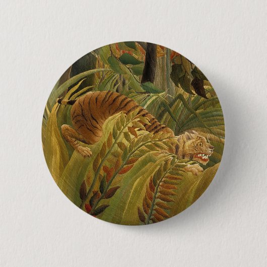 Roussequ Jungle Tropical Tiger Art Button (Vorderseite)