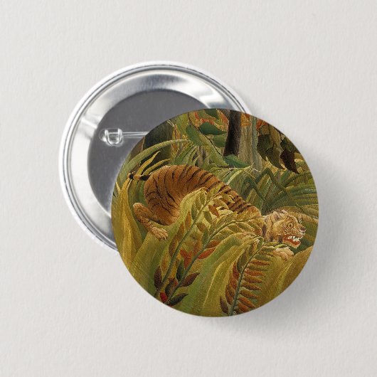 Roussequ Jungle Tropical Tiger Art Button (Vorne & Hinten)