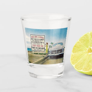 Route 1, Key West, Florida Retro Vintag Style Schnapsglas