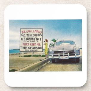 Route 1, Key West, Florida Retro Vintage Stil Getränkeuntersetzer