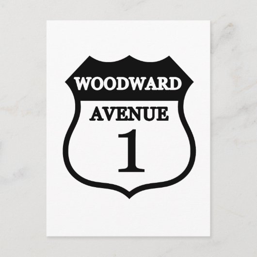 Route 1 Woodward Avenue Route 1 Schild Geschenke a Postkarte (Vorderseite)