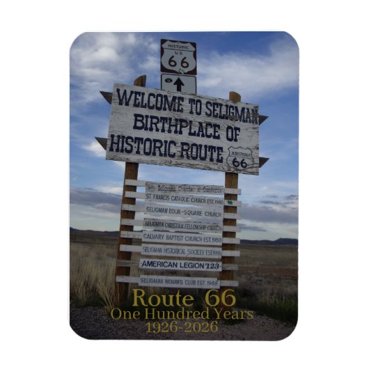 Route 66 - 100 - 100 Jahre alt 1026 - 2026 Magnet (Vertikal)