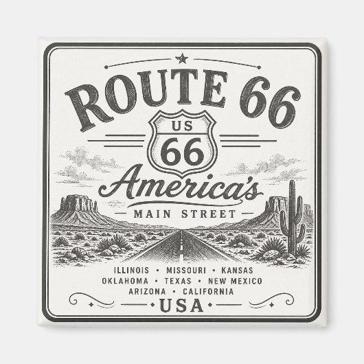 Route 66 100 Jahre Kunst Magnet (Vorne)