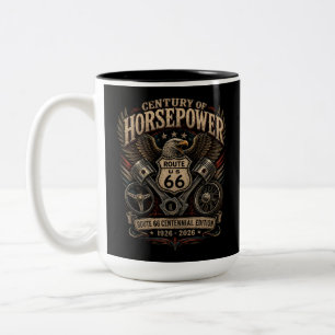 Route 66 Adler Centennial-Garagen-Kaffee-Stil Zweifarbige Tasse