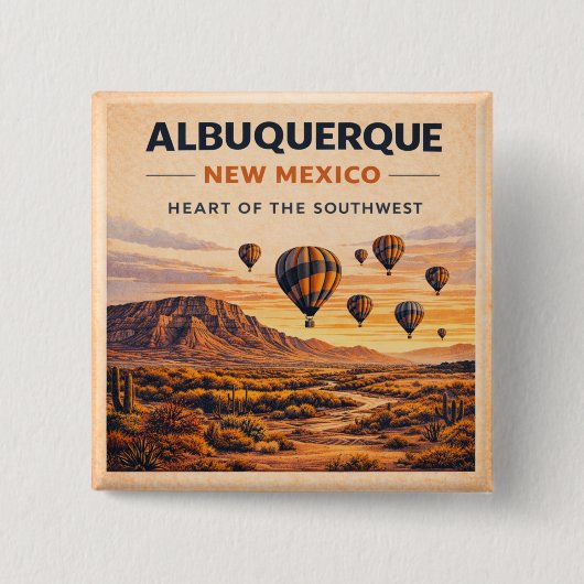 Route 66 Albuquerque Ballon Südwest Stolz Button (Vorderseite)
