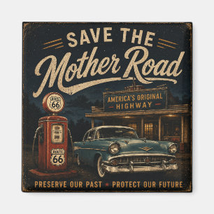 Route 66 Alte Tankstelle Klassische Auto Nostalgie Magnet
