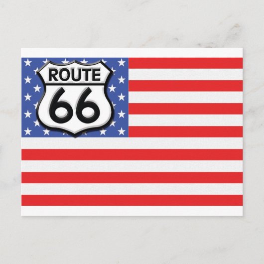 Route 66 American Flag Patriotic Postkarte (Vorderseite)