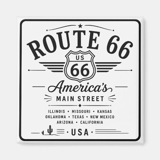 Route 66 American Highway Schild Magnet (Vorne)