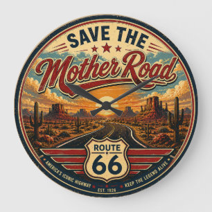 Route 66 Amerikas ikonische Autobahn Große Wanduhr