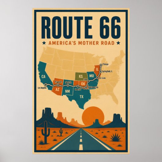 Route 66 Amerikas Mutterstraße Poster (Vorne)