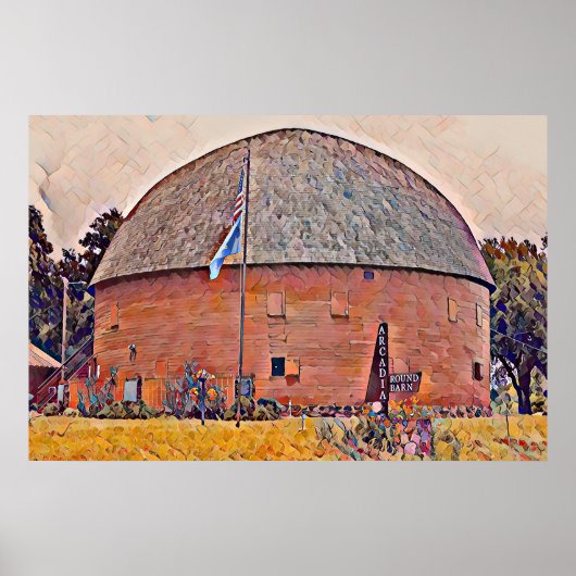 Route 66 Arcadia Round Barn Oil Malerei Poster (Vorne)
