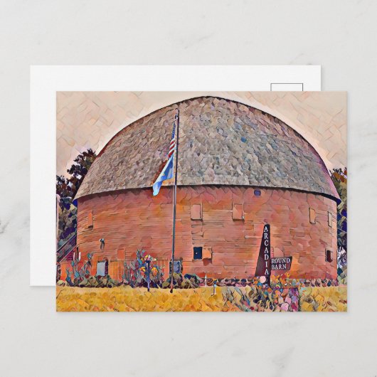 Route 66 Arcadia Round Barn Oil Malerei Postkarte (Vorne/Hinten)