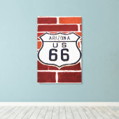 Route 66 auf Ziegel signieren Leinwanddruck (Insitu (Holzboden))