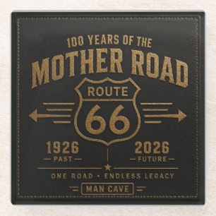 Route 66 Bar Top Centennial Shield Americana Kunst Glasuntersetzer