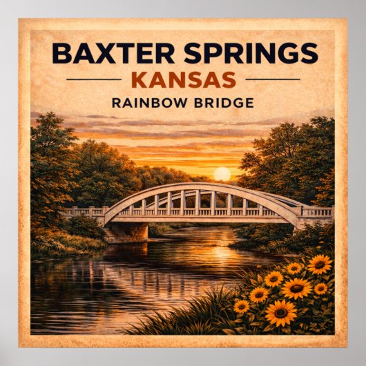 Route 66 Baxter Springs Regenbogenbrücke Poster (Vorne)