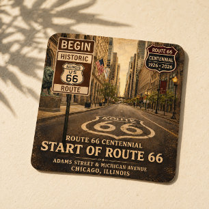 Route 66 Begin Chicago Roadtrip Aufkleber