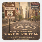 Route 66 Begin Chicago Roadtrip Aufkleber (Vorderseite)