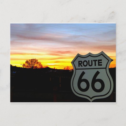 Route 66 bei Sonnenuntergang Postkarte (Vorderseite)