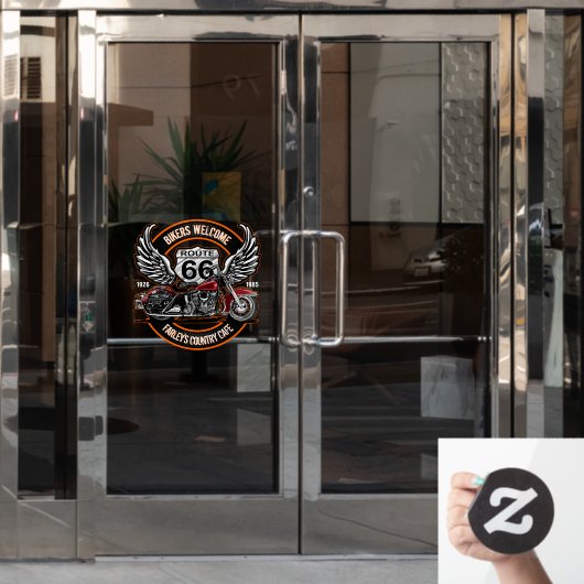 Route 66 Café Garage Gas Station Biker individuali Fensteraufkleber (Büro Tür)