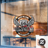 Route 66 Café Garage Gas Station Biker individuali Fensteraufkleber (Café-Fenster)
