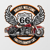 Route 66 Café Garage Gas Station Biker individuali Fensteraufkleber (Blatt)