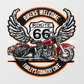 Route 66 Café Garage Gas Station Biker individuali Fensteraufkleber (Blatt)
