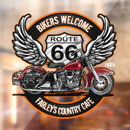 Route 66 Café Garage Gas Station Biker individuali Fensteraufkleber
