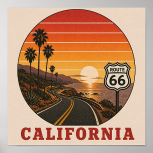Route 66 California Coastal Sonnenuntergangs-Highw Poster