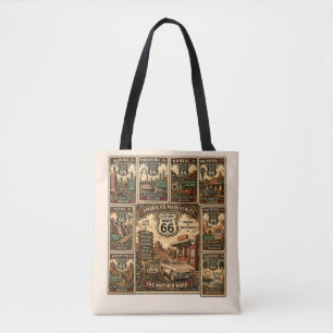 Route 66 Carryall Roadside Americana Collage Kunst Tasche
