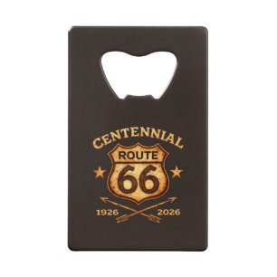 Route 66 Centennial 1926-2026 Schild Geldbeutel Flaschenöffner