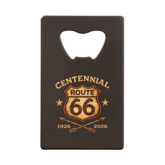 Route 66 Centennial 1926-2026 Schild Geldbeutel Flaschenöffner (Vorderseite)