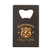Route 66 Centennial 1926-2026 Schild Geldbeutel Flaschenöffner (Rückseite)
