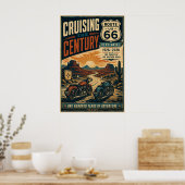 Route 66 Centennial Biker Desert Cruise Poster (Küche)